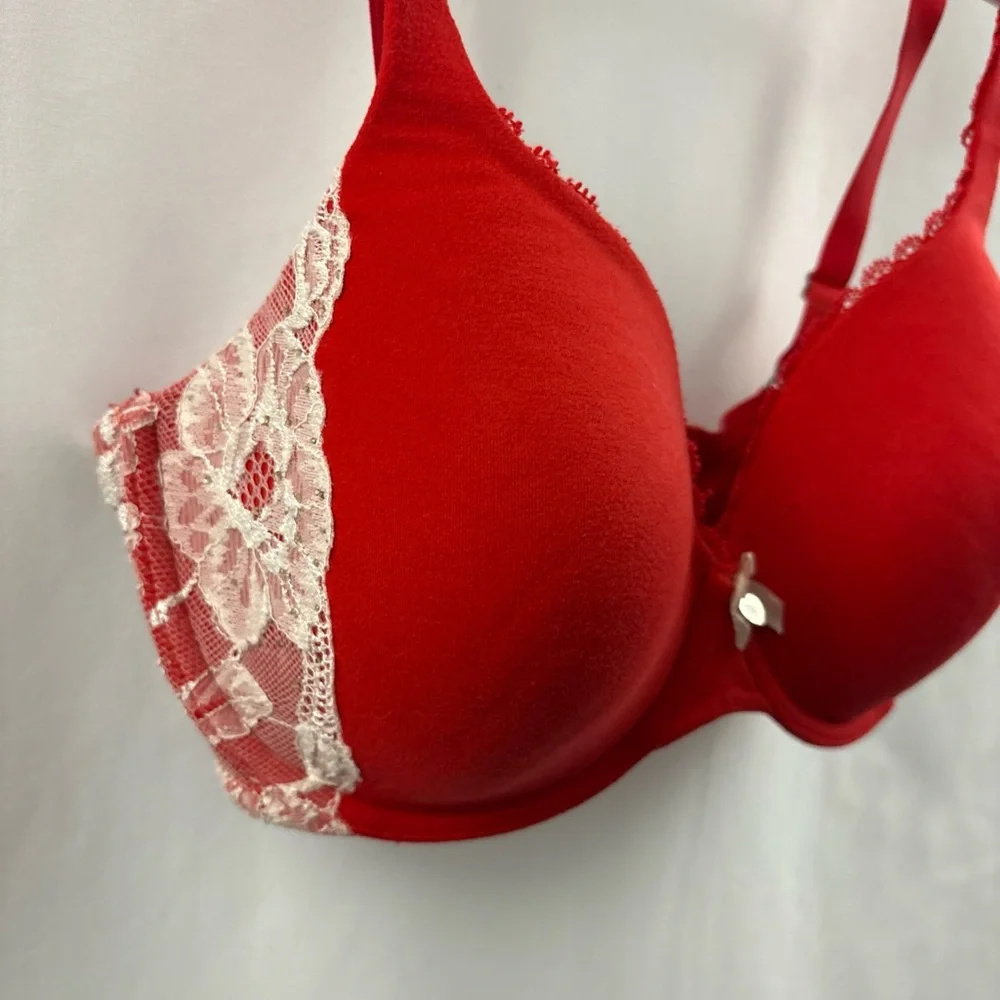 VICTORIA'S SECRET Body By Victoria Lined Perfect Coverage 34DD Red Sequin - Picture 3 of 10